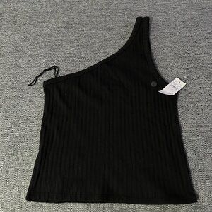 American Eagle Outfitters: black colored one shoulder tank top: size large